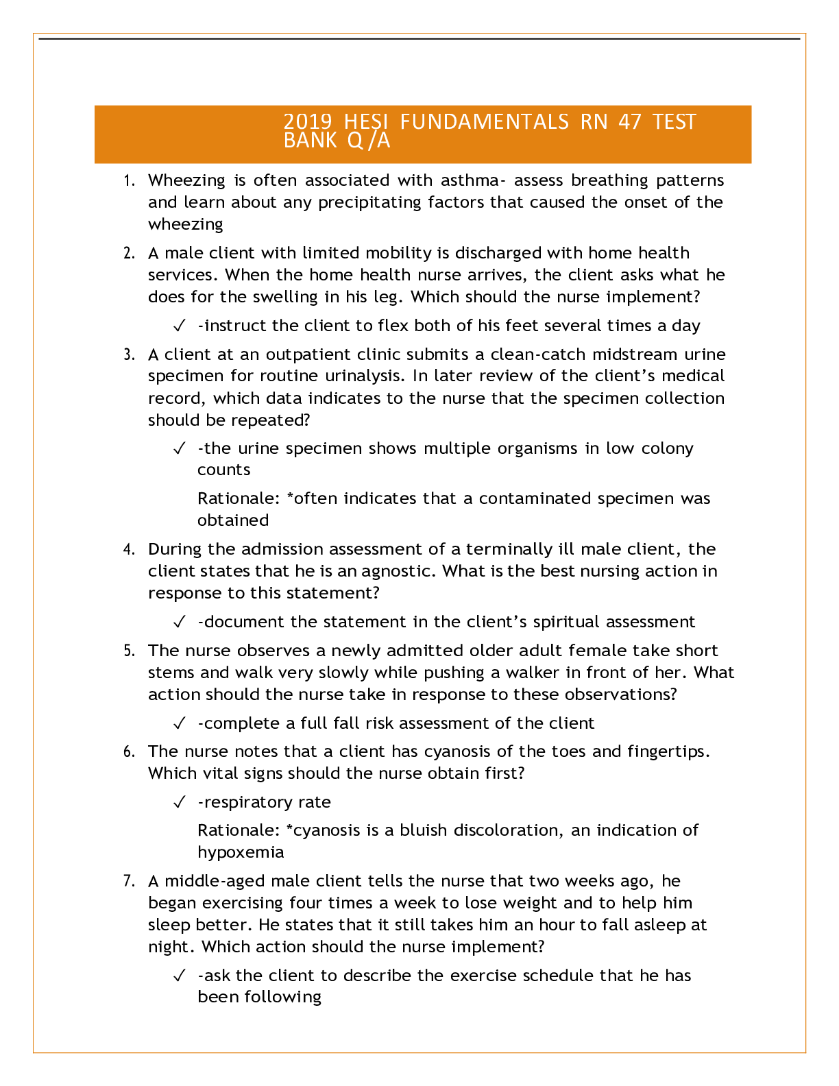 Preview image for HESI FUNDAMENTALS RN   TESTS_ Q /A